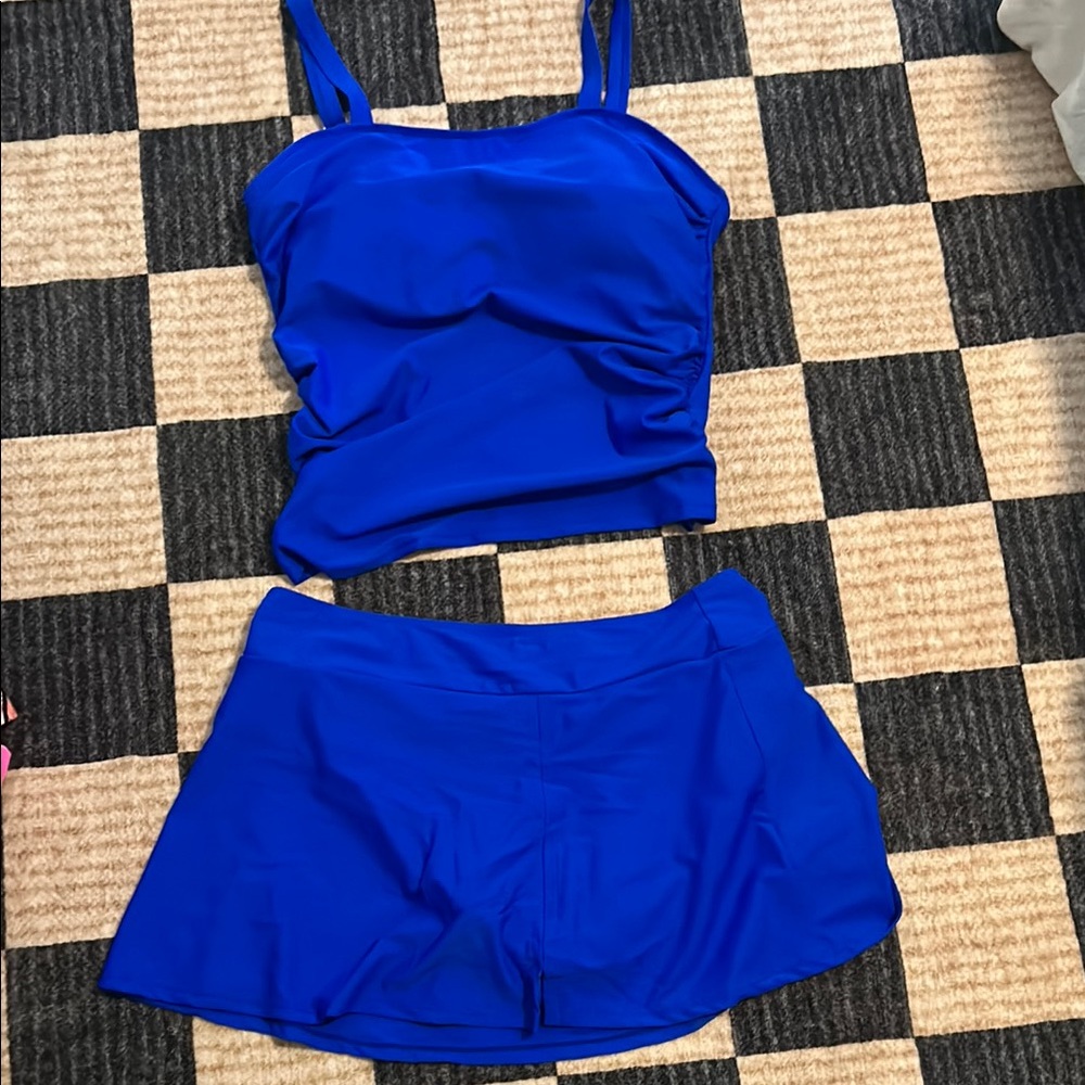 Vibrant Blue Tank Top and Shorts swim Set